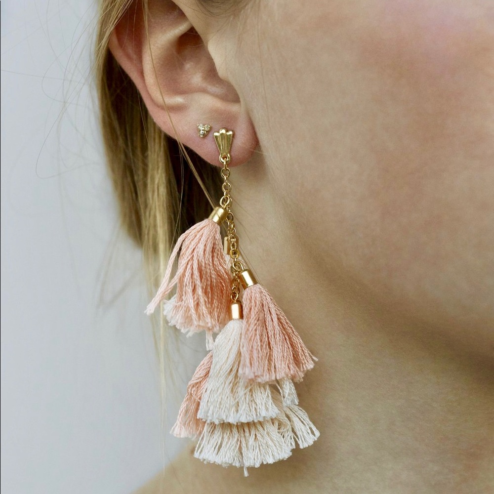 NEW Peach Tassel 18kt GOLD Earrings